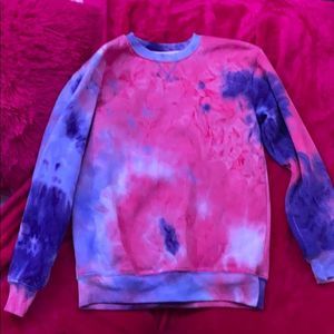 Boyfriend Womens Crewneck Tie-dye Pink Blue Purple White Sweatshirt Hoodie